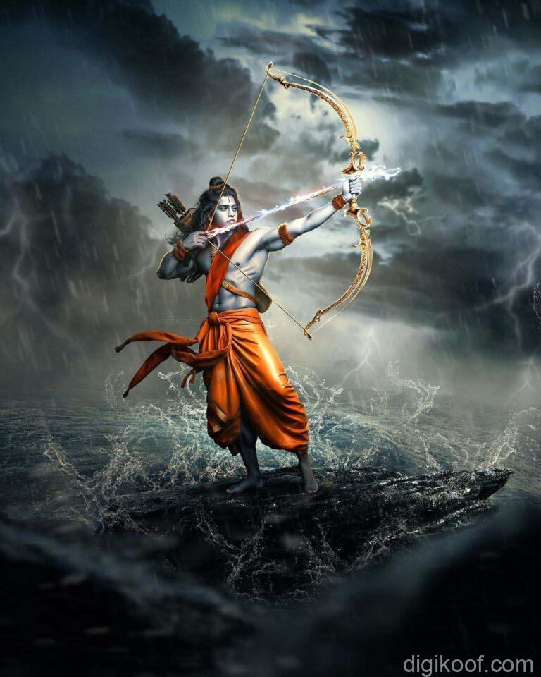 shree ram shotting arrow standing in ocean free image download